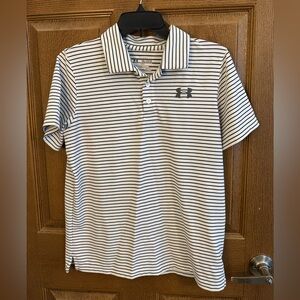Under Armour Boy’s Youth Polo Shirt - Black and White Stripes